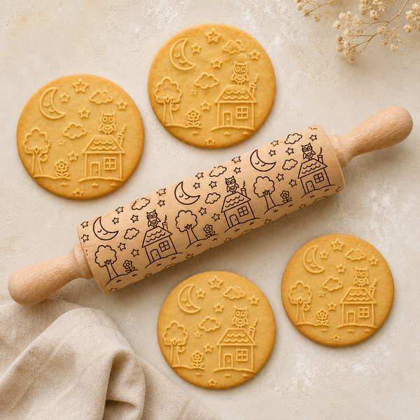 The finished engraved rolling pin