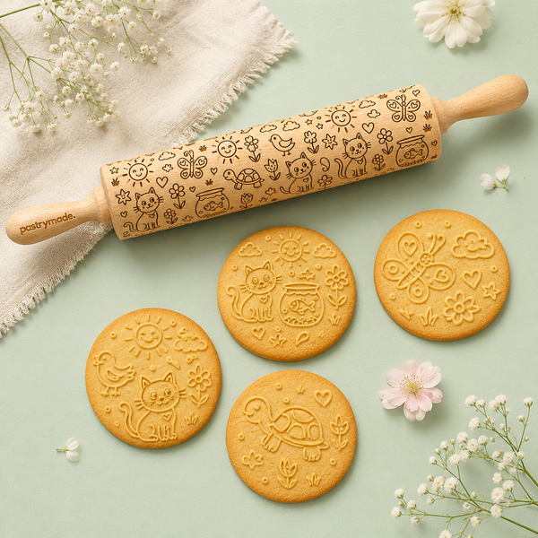 The finished engraved rolling pin