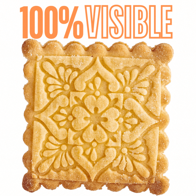 Baked cookie with a deep, clearly visible pattern.