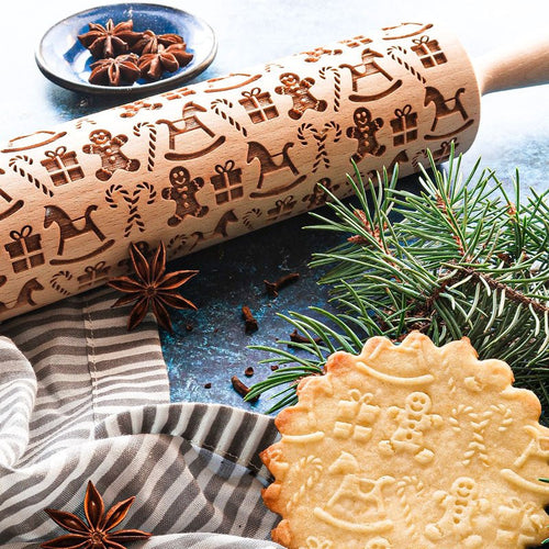 Gingerbread Men Embossed Rolling Pin
