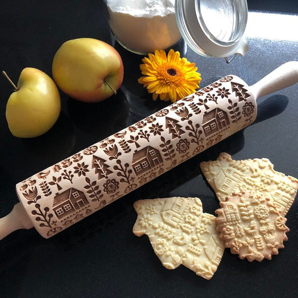 Vtg. fashion Large Norweigan Lefse Wooden Rolling Pin - Flatbread Grooved Pin - Norwegian Pastry Baking - Scandinavian Farmhouse Kitchen